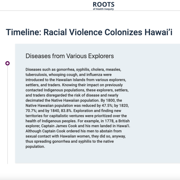 Screenshot of the Hawaii Timeline