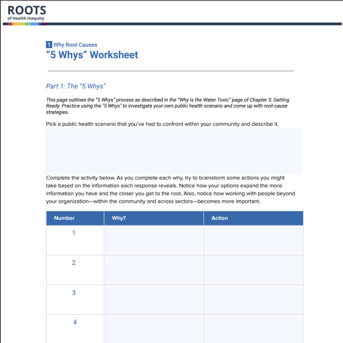 Screenshot of 5 whys worksheet