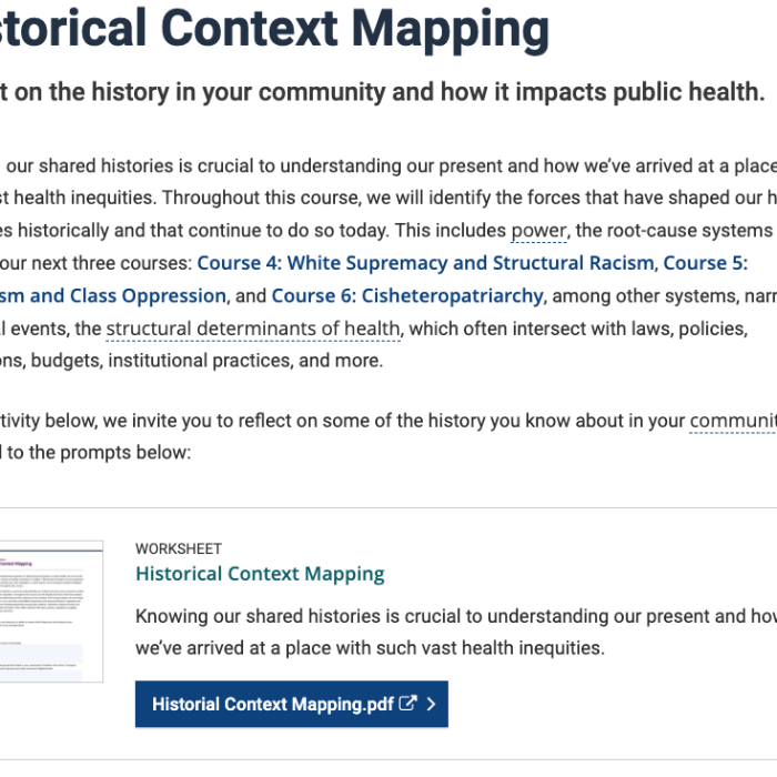 screenshot of historical context mapping 